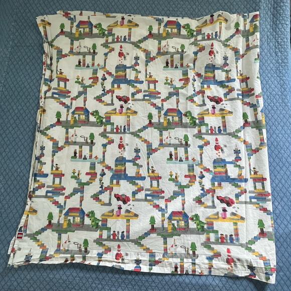 Pottery Barn Kids Lego Full Flat Sheet 90" x 96", 100% organic cotton, bedding. - Picture 1 of 10